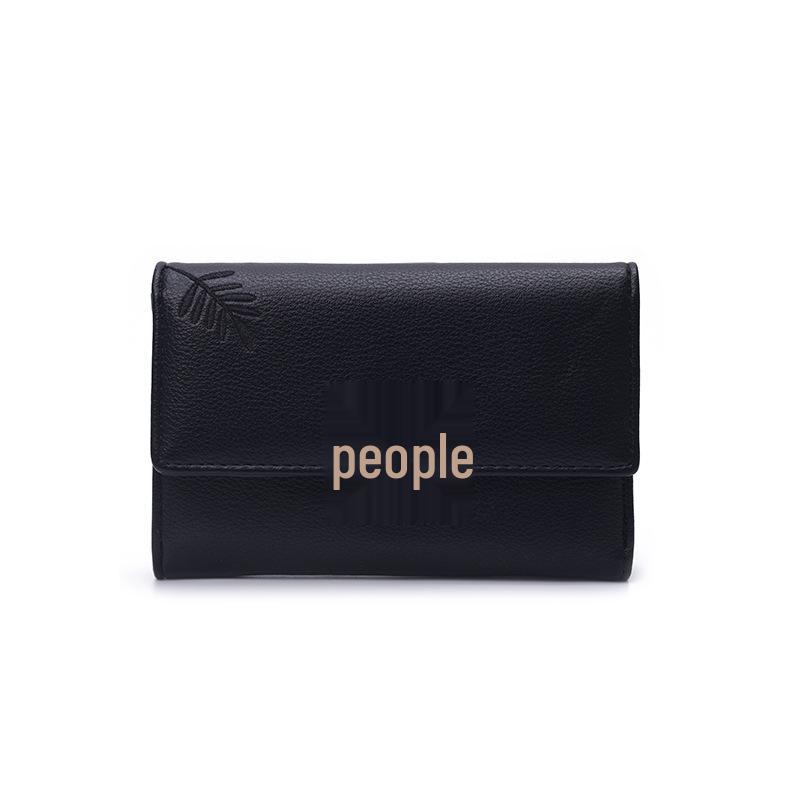 Women's 2025 Medium Wallet: Large Capacity Leaf Embroidery Flower Coin Purse & Card Holder Clutch