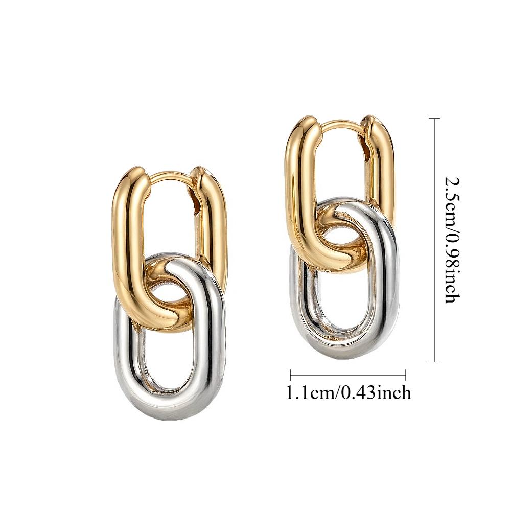 Minimalist Stainless Steel Fashion Gold Color U Shape Trendy Geometric Square Hoop Designer Earrings for Women Party Jewelry