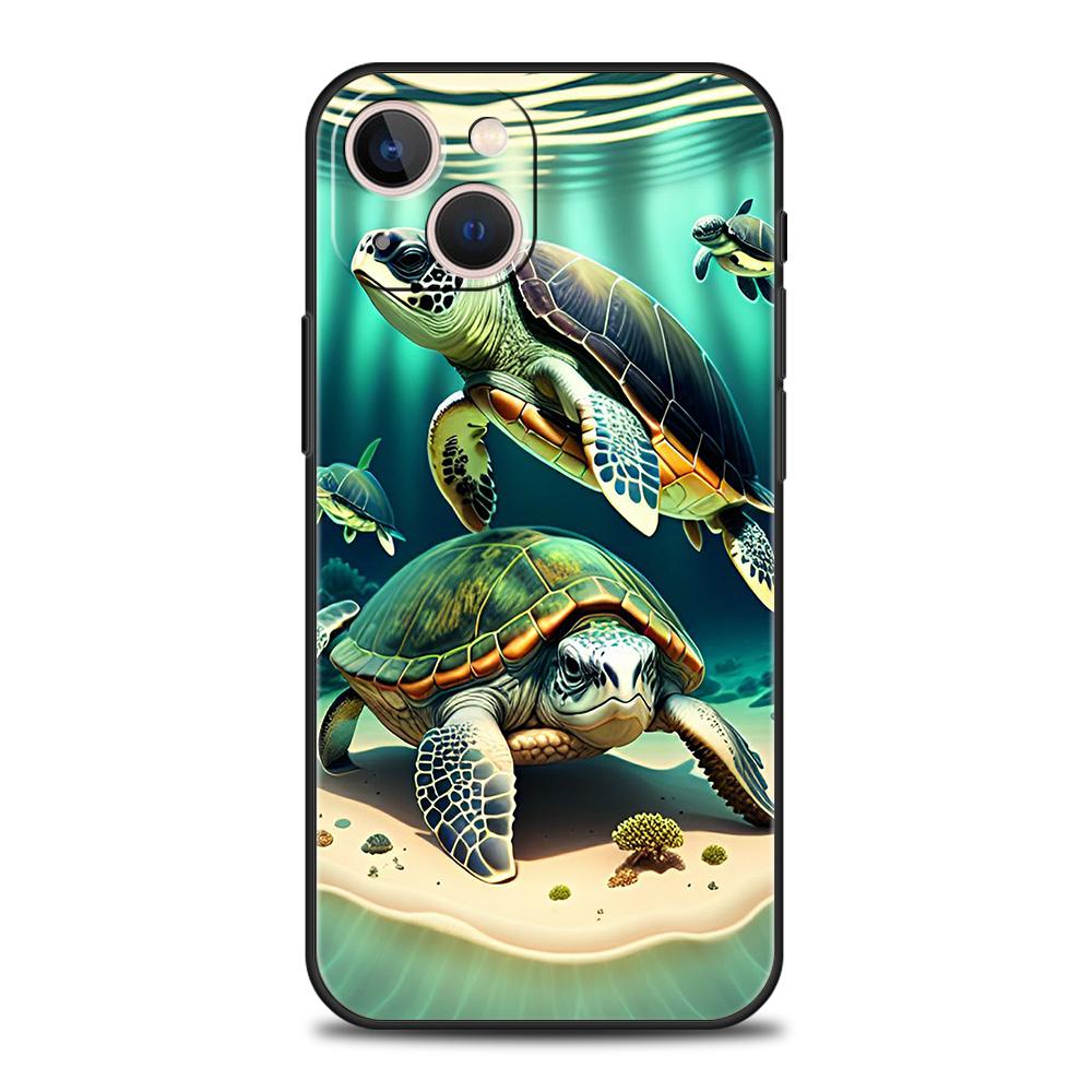 Little Turtle Phone Case for iPhone 16 15 14 13 12 Pro Max 11 Pro Max 7 8 Plus XS XR Shockproof Soft Shell Coque Capas Bag