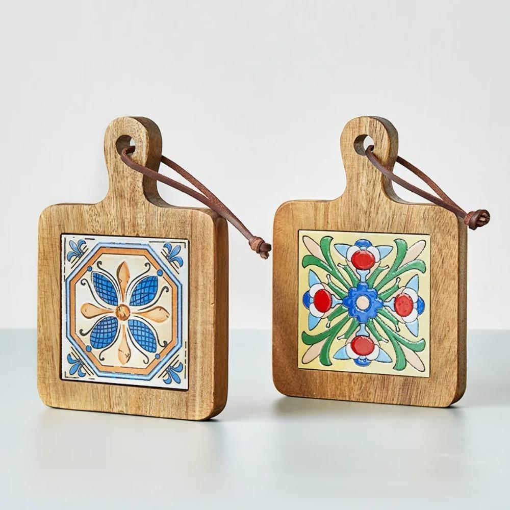 Retro Placemats Japanese-style Coasters Creative Wood Tile Insulated Mats  Cup