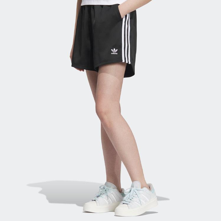 Adidas Originals Home Of Classics Series Adiclub Saténové šortky s logem Pruhované Dámské spodky Černá IK8672