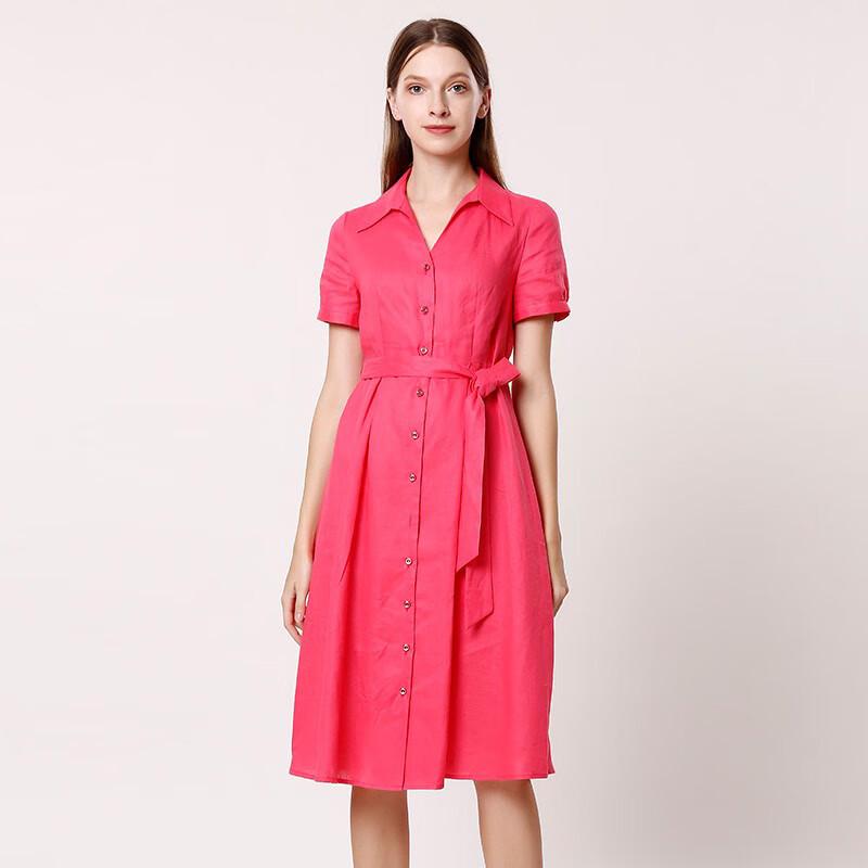 

Anlom Women s Linen Lapel Short Sleeve Mid-Length Dress XL (170)