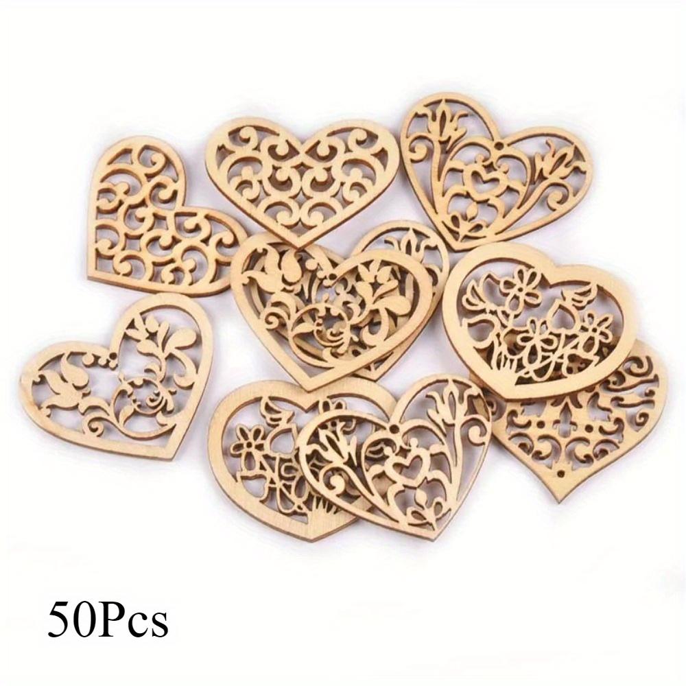 50 stk/pakke Blandet hul blondehjerte Trehåndverk Forsyninger Anheng for Scrapbook DIY Dråpe Hengende Ornamenter Hjemmedekor