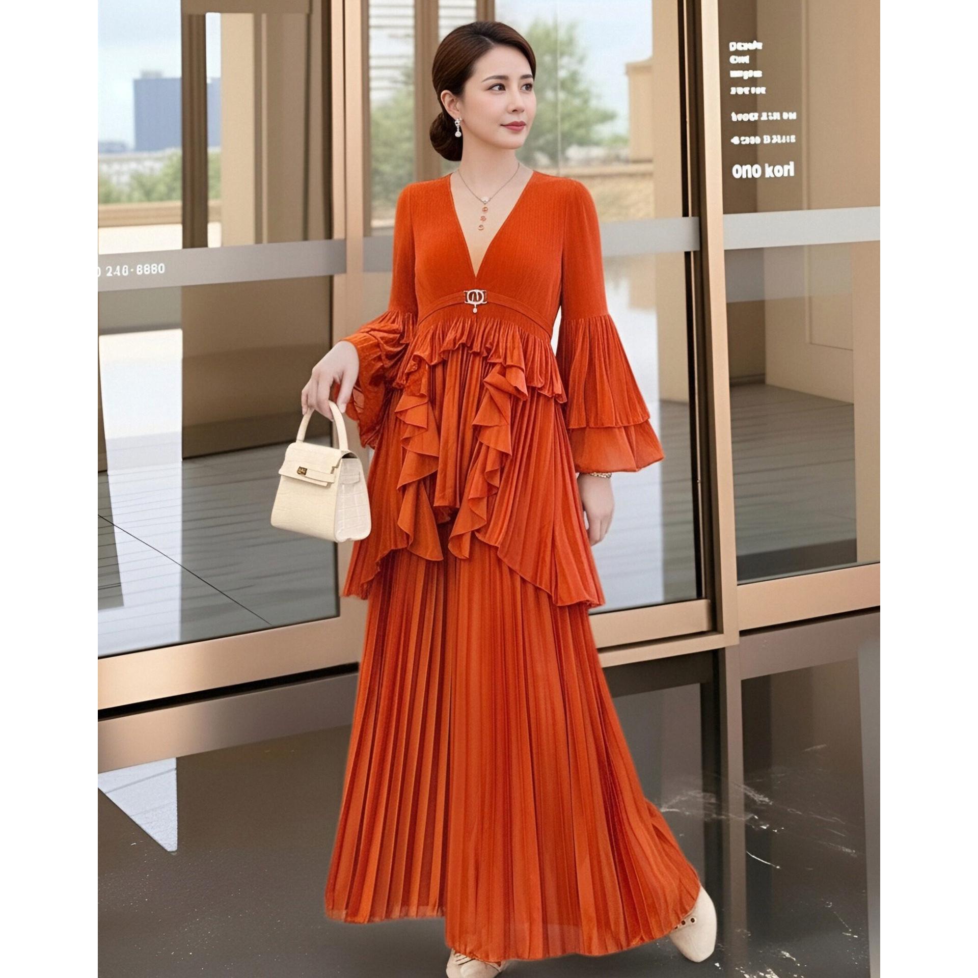 

Шикарный черный весенний женский костюм: Антивозрастные плиссированные брюки свободного кроя, больших размеров. One Size (Suitable for 90-160 Jin)