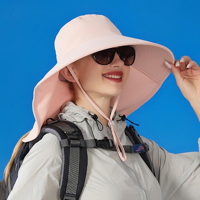 Pălărie cu șal de protecție solară de vară în aer liber Pălărie de drumeție în coadă de cal cu două scopuri Pălărie de pescar