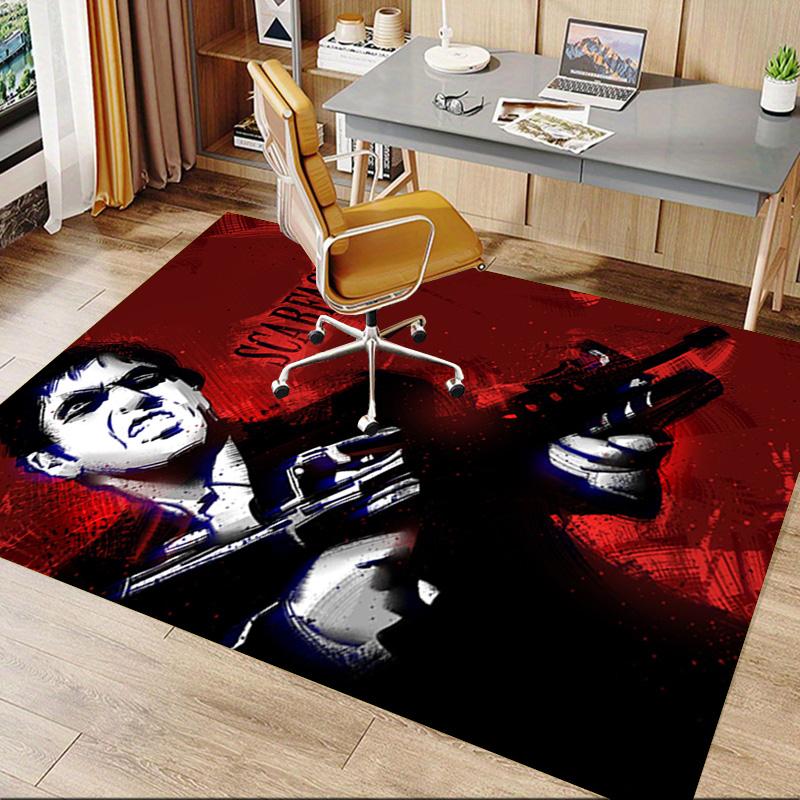Scarface Red Art Carpet for Playroom Bedroom Living Room Sofa Home Decor,kids Game Area Rug Non-slip Floor Mat