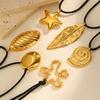 Longue Chaîne Collier Pull Pour Femmes, Pendentif Géométrique Statement en Acier Inoxydable, Cordon Noir Bijoux Automne Hiver 15-31 pouces