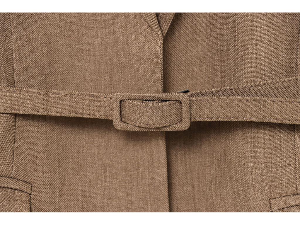 2025 Spring Women's European & American Style Woolen Belted Suit Jacket - Fashionable & Versatile