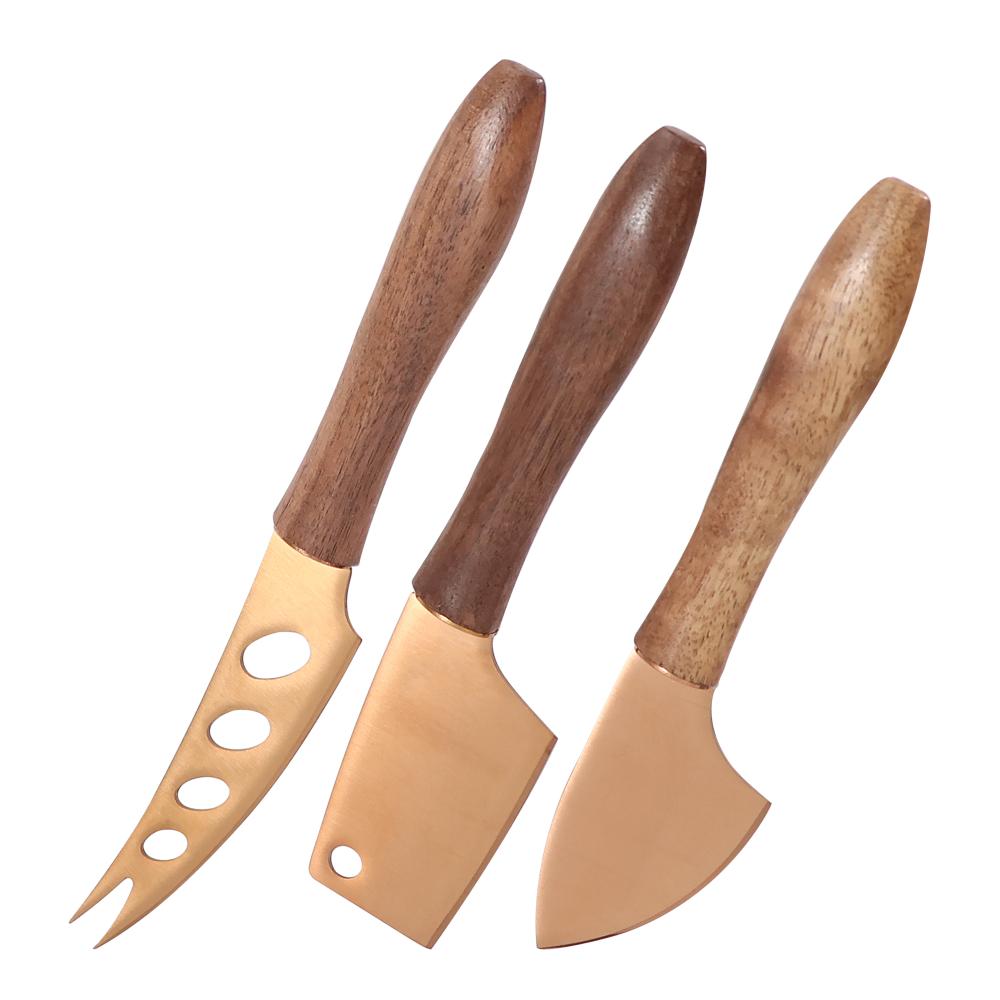 3pcs Cheese Knife Butter Cutter Black Walnut Wood Stainless Steel Butter Tools Cheese Tool Set Cheese Slicer