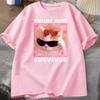 Tummy Ache Survivor Funny Cat Meme Tshirt Unisex Women Silly Stupid Cat Tee Shirt Unisexs Short Sleeve T Shirts Cotton Oversized Top