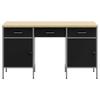 Workbench with Storage 3 pcs Black Engineered Wood and Steel