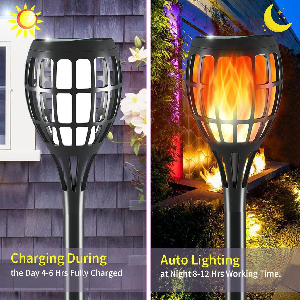 "Solar Flame Lawn Light: 12 LED Outdoor Garden Pathway Decoration"