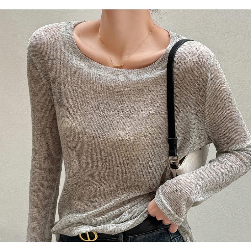 Dünner Sonnenschutz Leinen Locker Gestrickter Hoodie Damen T-Shirt