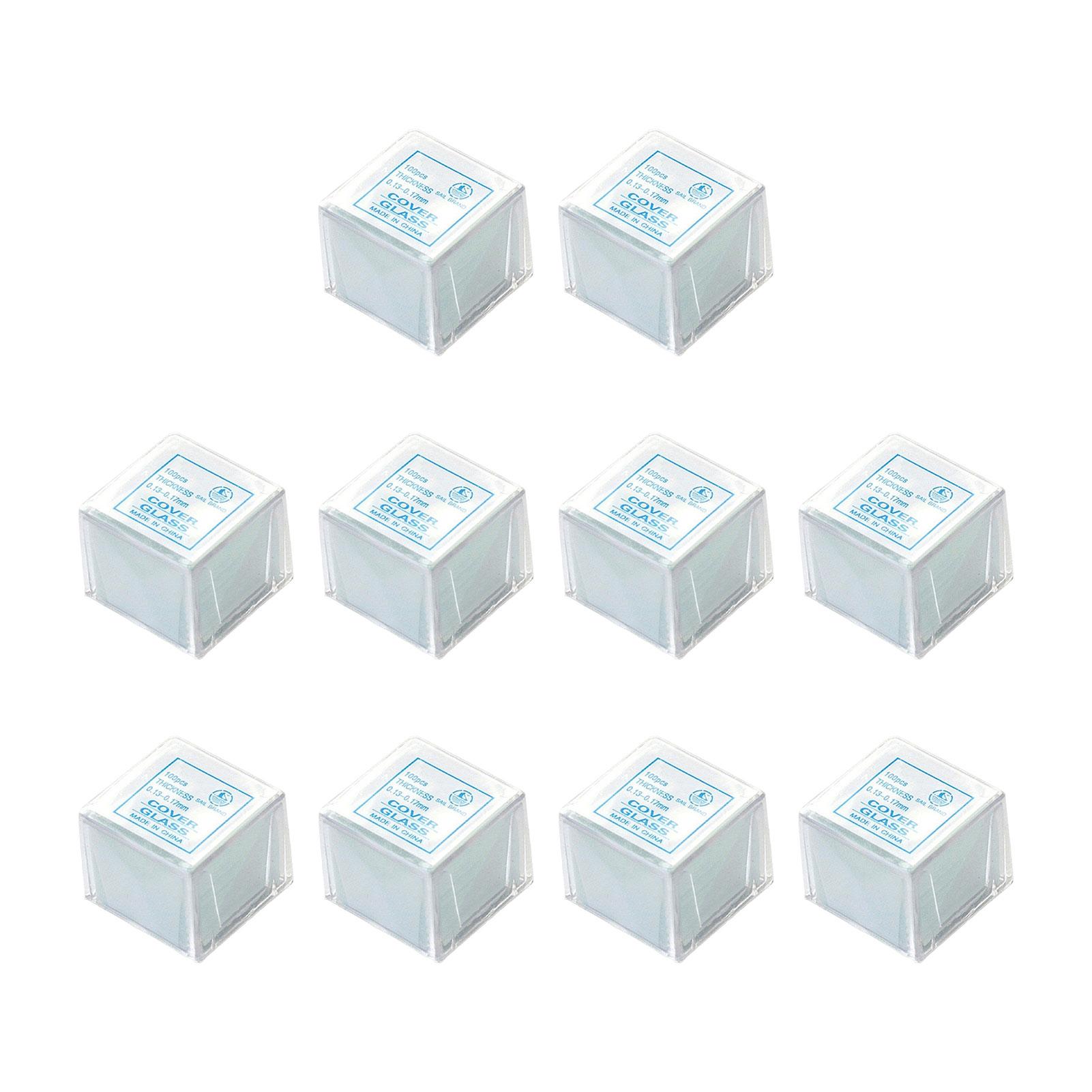 10pieces 100 Cover Slips Per Box Transparent Slide Cover Glasses 22 X 22 Mm For Microscopes