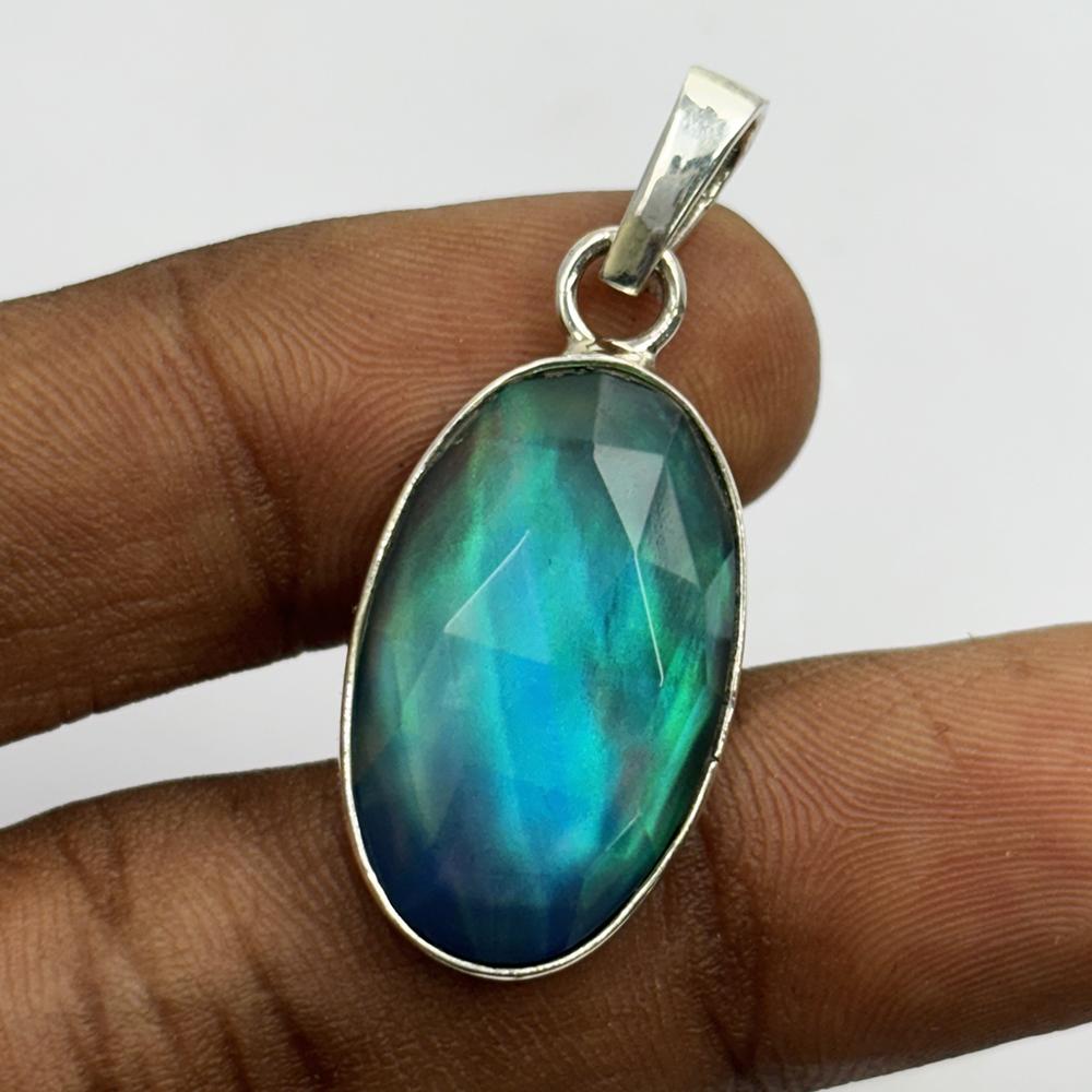 Pendentif Oval CERTIFIÉ en Argent Sterling 925 Opale Naturelle 21 Carats Bijoux Pour Cadeau