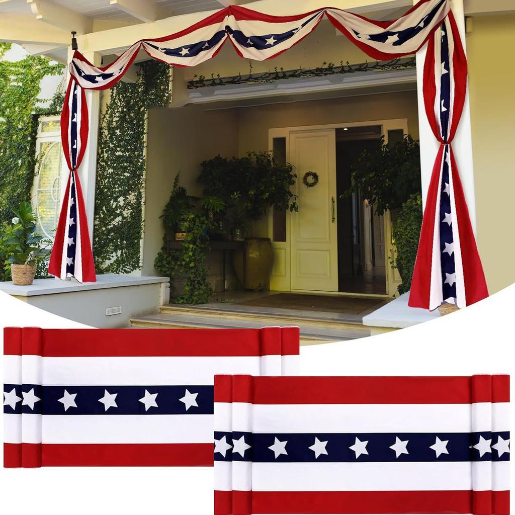 2 X 20 Ft 4th of July & Independence Day Decor Wear Resist Oversized Patriotic Bunting Flags for Outdoor Porch Garden Decoration