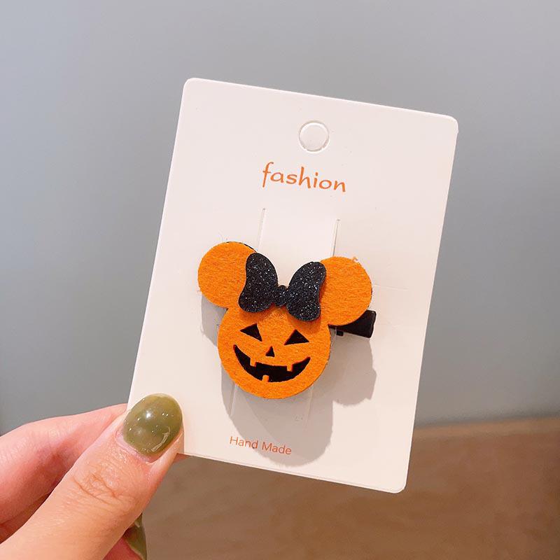 Handmade Halloween Hair Clips for Kids: Pumpkin, Ghost, Black Bat Bow, Party Accessories