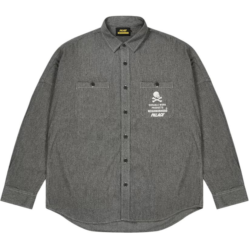 Palace X Neighborhood Collaboration Pocket Skull Print Button-Up Long Sleeve Shirt Unisex Shirts P29SHT021