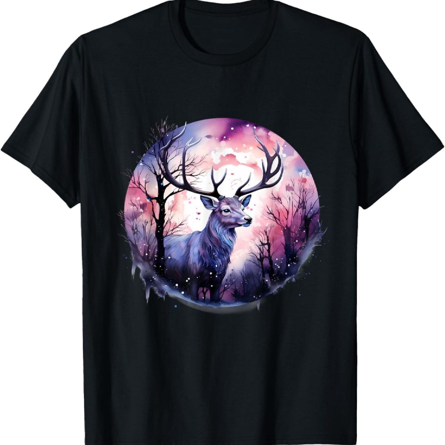 Deer Nature Wildlife Animal Art Artwork Animal Lovers Forest T-Shirt S