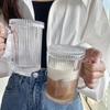 2pcs Sets Striped Glass Cup with Handle 330ml/380ml Coffee Mug Simple Drinking Glasses Household Juice Milk Tea Cups Drinkware