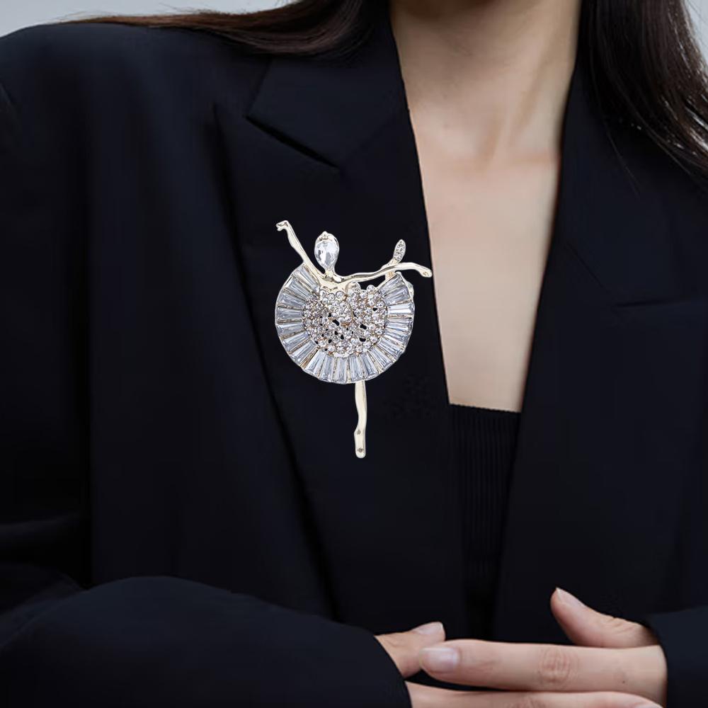 Brooch Girl Gift Party Crystal Women's Brooch Ballerina Pin Ballet Girl Brooch Korean style