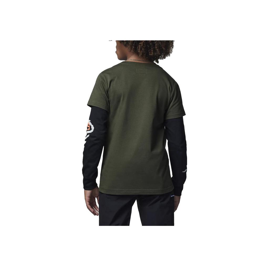 Jordan Flight MVP Round Neck Layered Long Sleeve T-Shirt Kids Tops Khaki-Green FD4980-325