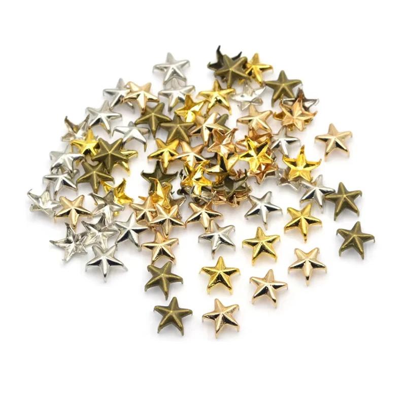Star Rivets 7mm 10mm 15mm 20mm Gold Silver Buttons DIY Scrapbooking Embellishment Handmade Shoes Bags Fastener Brads Decors