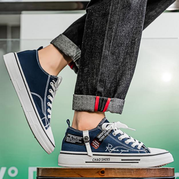 Herresko Sommersko med pustende stoff, allsidige klassiske stoffsko, lette, myksålede brettsko, herresko med lette såler