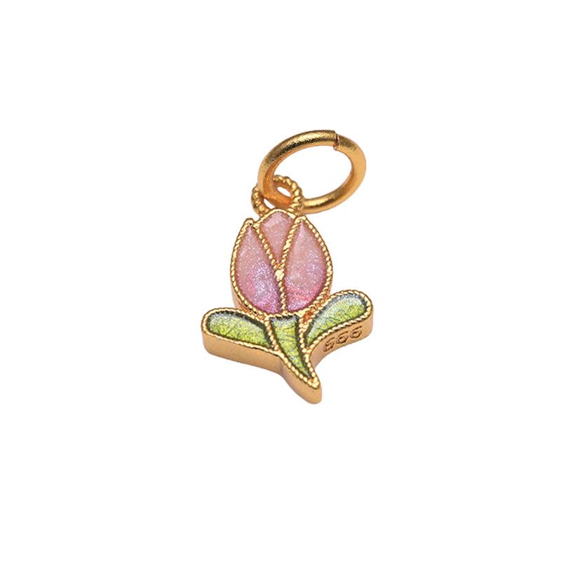 Kupferbeschichteter 24k Gold Öl-Tropfen Lotus Anhänger & Charm für DIY Schmuck und Gewebte Armbänder