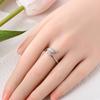 925 Silver Ring For Lady Feather Pink Heart Adjustable Open Ring Weddings Gifts Jewelry