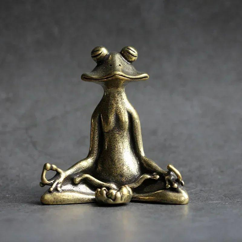 Retro Kobbervarer Røkelsesfatning Zen Froske Ornamenter Solid Ren Kobber Frosk Te Kjæledyr Røkelsesholder Ornamenter