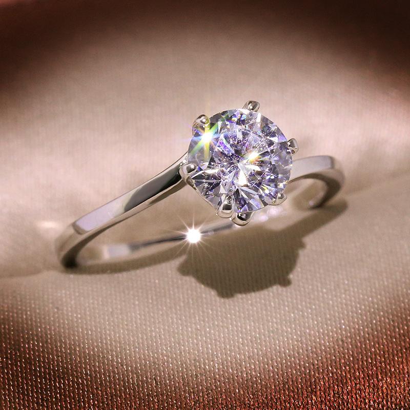 New Winter Simulation Diamond Wedding Jewelry Souvenir 1 Carat Wedding Ring