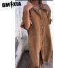 GMXIA Women's Fashion Summer Spring Solid Color Print POLO Neck High Waist Casual Dresses