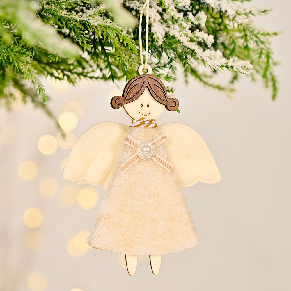 Beautifully Crafted Wooden Angel Girl Christmas Decorations In Colors Assorted