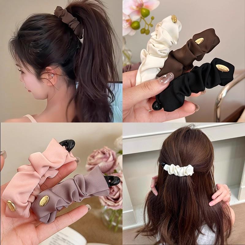 Korean Elegant Solid Fold Satin Banana Hair Clip For Women Girls Sweet Hair Ornament Hairpin Barrette Hair Accessories