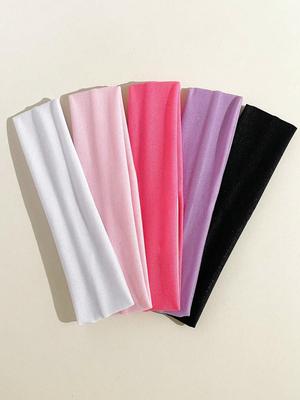 Women Solid Color Elastic Headband Hair Band Sweatband For Sports Yoga Running
