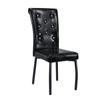 A Set of 2 Black Vintage Crocodile Leather Upholstered Dining Chairs, with Crystal Buckle and Faux Leather, Add Elegance and Mystery To Dining Area