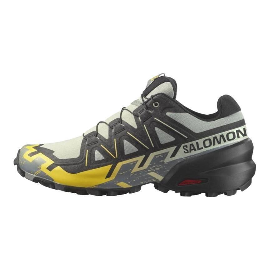 SALOMON Speedcross 6 Support Lightweight Running Shoes Men's Black Gray Yellow Sneakers 479805
