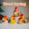 Handcrafted Wood Carving  Chick Desk Decoration Wooden Chick Ornament Cute Figures Wood Hand Carved Wood Crafts  Chick Statue