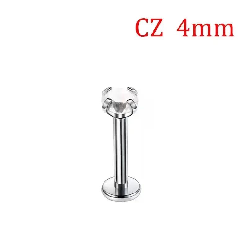 1 Stück G23 Titan Piercing CZ Stein Innen Gewinde Labret Monroe Lippenring Tragus Nagel Helix Ohrstecker 16G 18G Körperschmuck