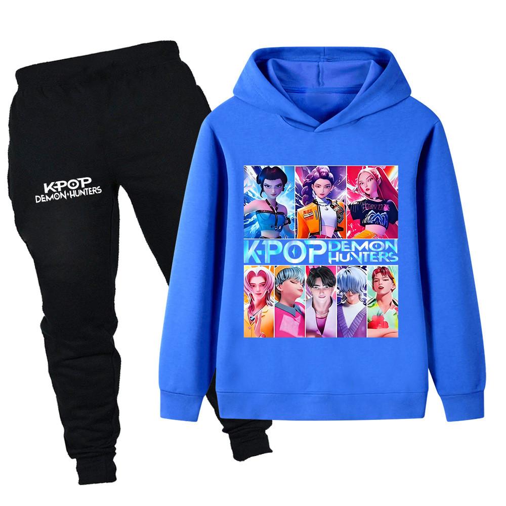 PB1230 Kinder Jungen Mädchen Kpop Mira Zoey Rumi Sajaboys Print Langarm Kapuzenpullover Hose Hosen Kleidung Sets