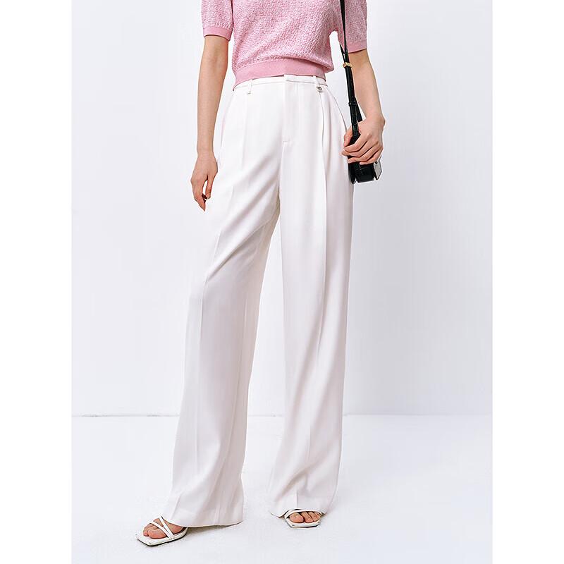 Peacebird Women's High-Waisted Draped Straight-Leg Trousers