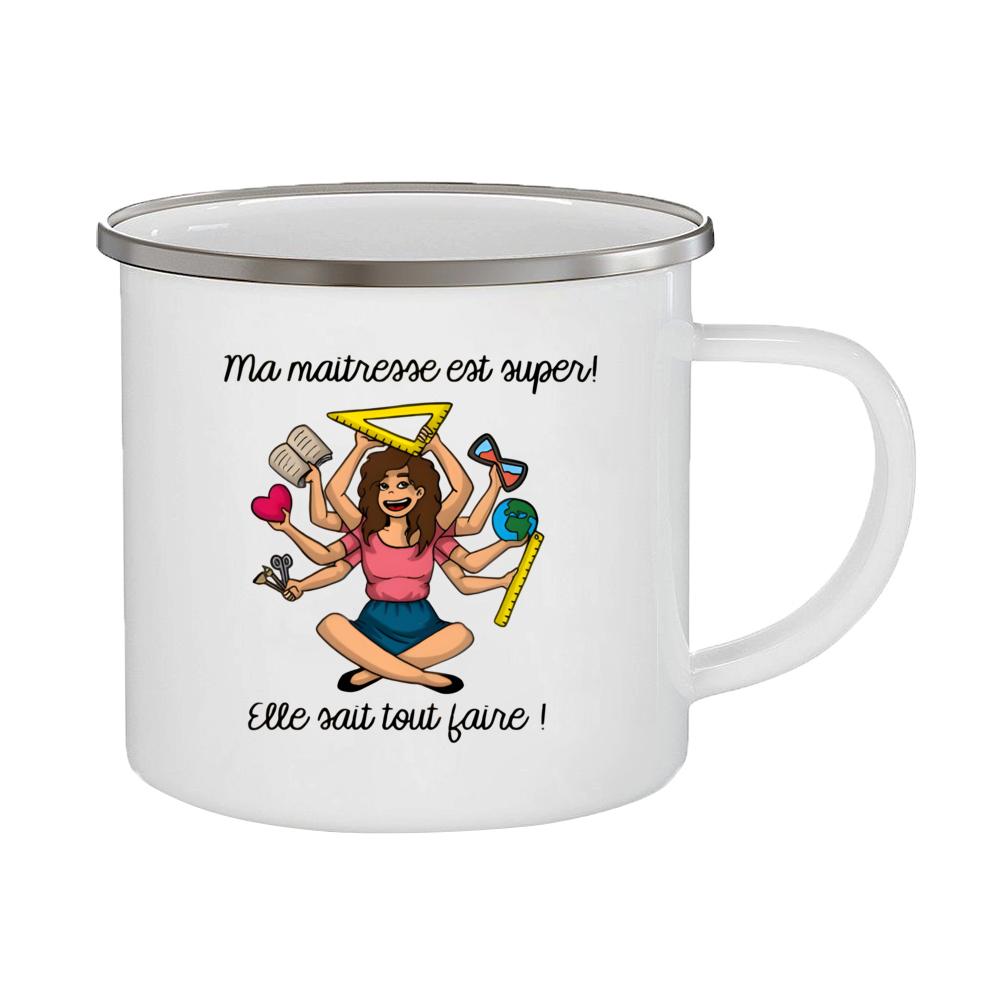 Merci Maîtresse Printed Mugs Coffee Cups Drinks Water Milk Cup Enamel Mug Gifts Idea for Teacher End of School Year Gift