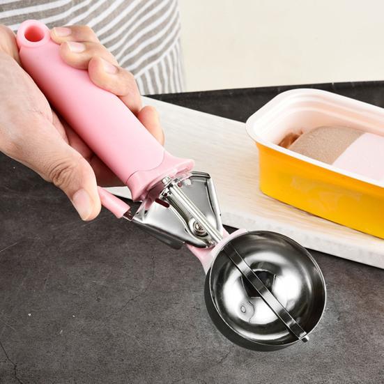 Ice Cream Scoop with Press Release, Stainless Steel Melon Baller, Non Stick Fruit Scoop for Watermelon, Kitchen Tool