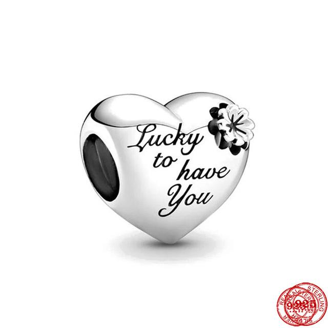 S925 Silver Fine Beads Fit Fasion Original Bracelet Necklace Pendant Women Love Couple Dangle Shiny Mom Charms Jewelry 