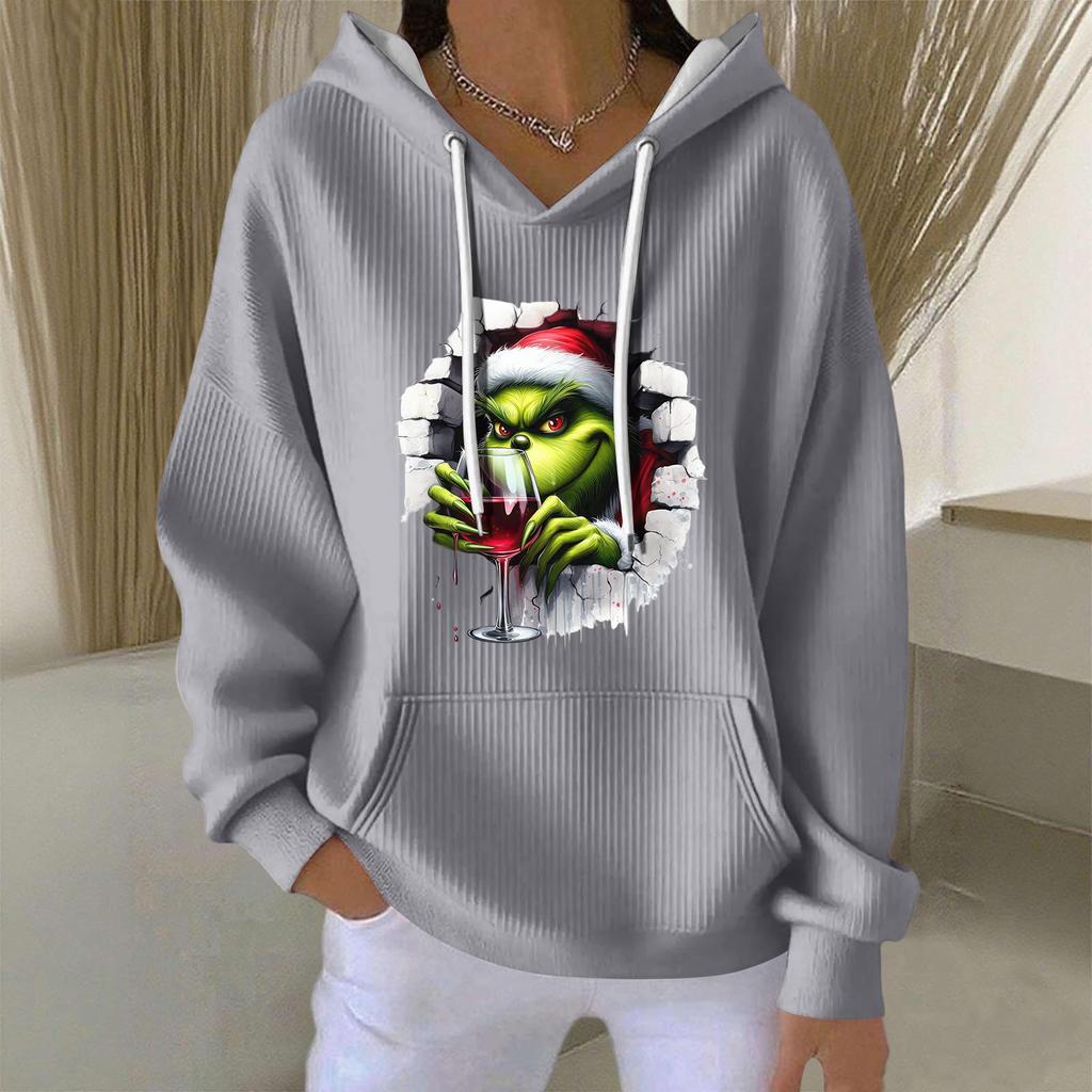 Women's Fashion Casual Christmas Angel Print Pullover Long-Sleeve Sweatshirt
