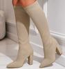 Fashion Plus Size 42 Platform Boots Women Shoes Mesh Knitting Long Boots High Heels Knee High Boots Women Shoes