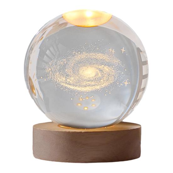Faux Crystal Ball Night Light 3D Space/Cloud/Astronaut Engraved Clear Ball with LED Light for Bedroom Living Room Birthday Gift for Teens Boys Girls