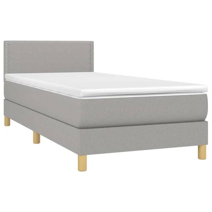 Maison Exclusive - Sommier à lattes de lit avec matelas Gris clair 90x200 cm Tissu