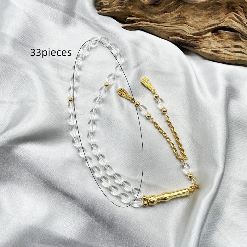 Glass Prayer Beads Tasbih 33 Muslims Prayer Beads Rosary Beads Bracelet with Tassels Muslims Islams Misbaha Bracelet